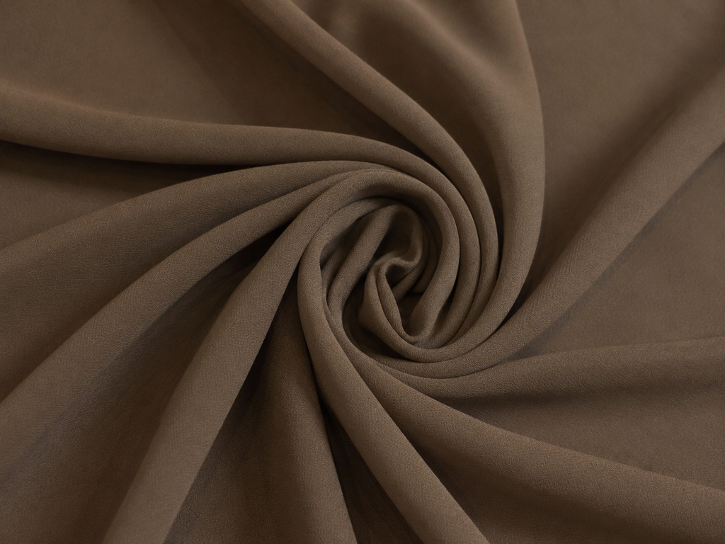 Mocha brown georgette fabric close-up texture