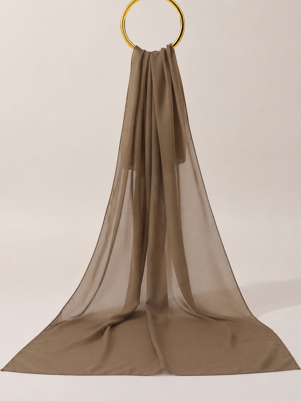 Plain mocha brown georgette hijab draped elegantly