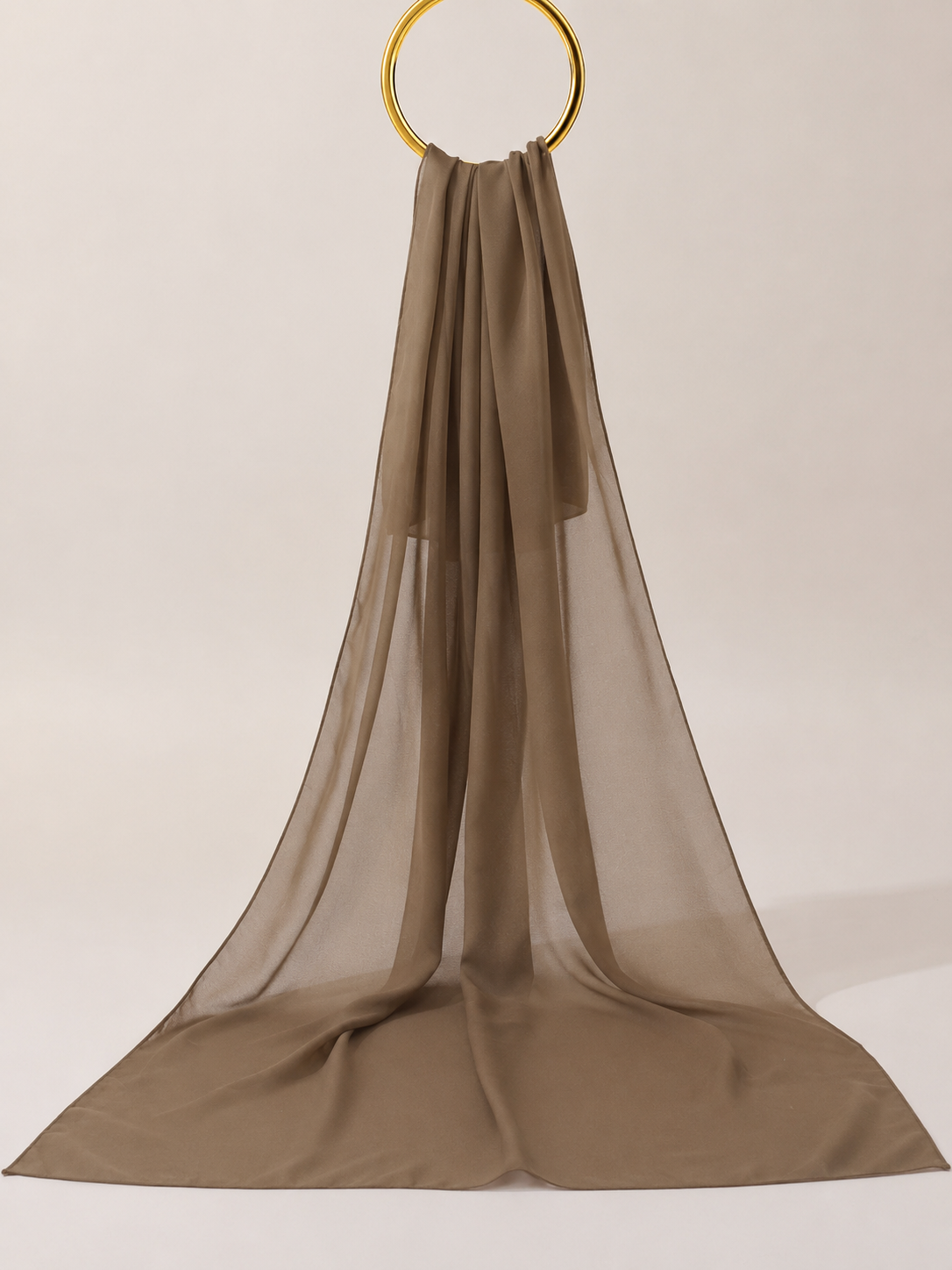 Plain mocha brown georgette hijab draped elegantly