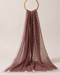 Textured burgundy chiffon hijab draped elegantly