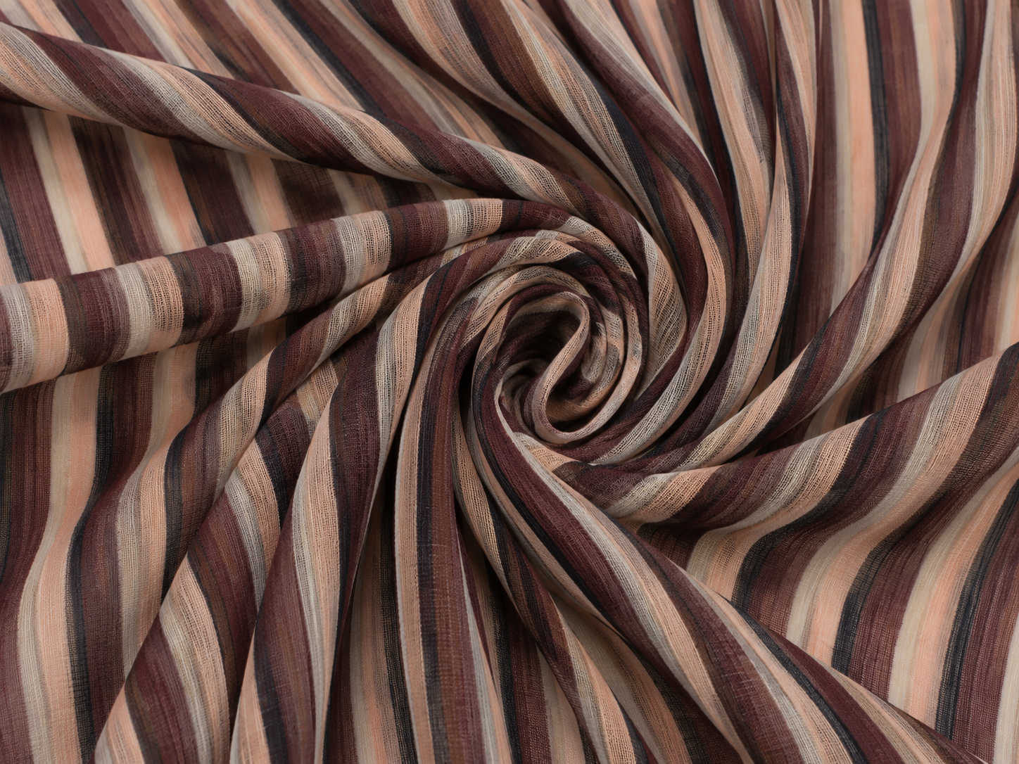 Brown beige striped chiffon fabric close-up texture